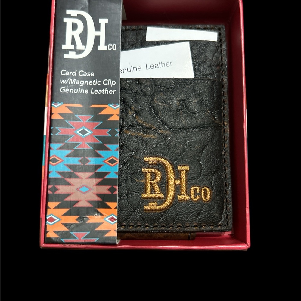 Black Leather Card Case with Magnetic Clip
